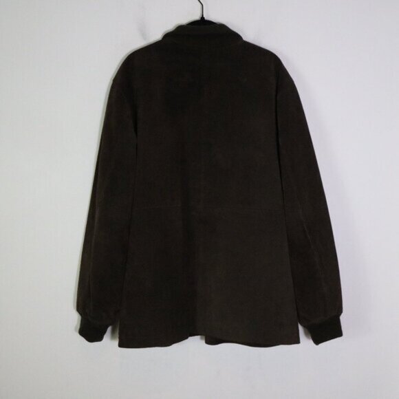 Vintage Y2K 2001 Old Navy Mens Chocolate Brown Suede Jacket Large Bomber Grunge - Picture 9 of 9